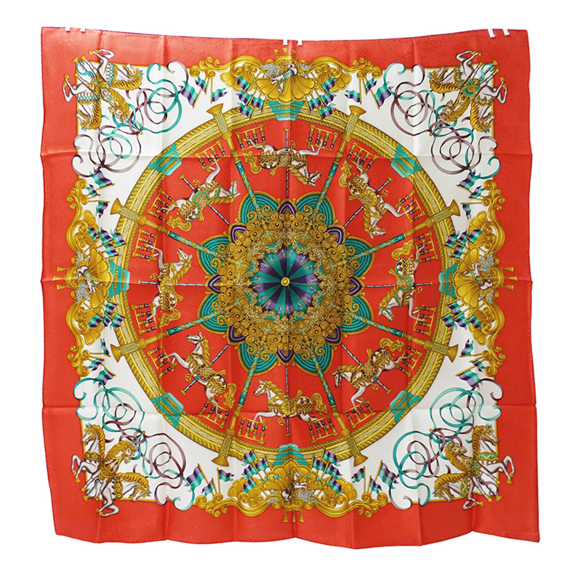 Hermes Authentic Red Silk Scarf